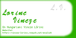 lorinc vincze business card